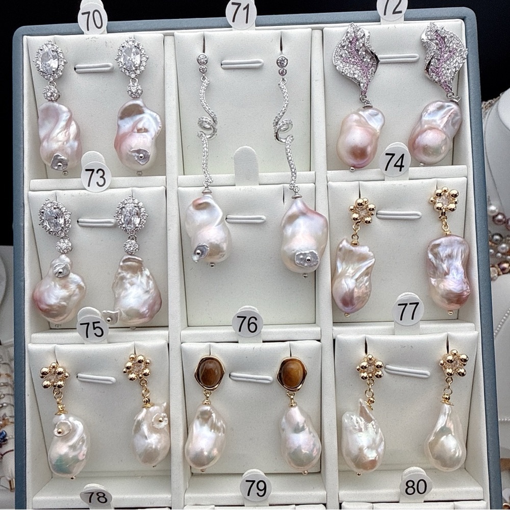 0315 New Unlisted Flame Ball Pearl Earrings - Picture 4 of 6